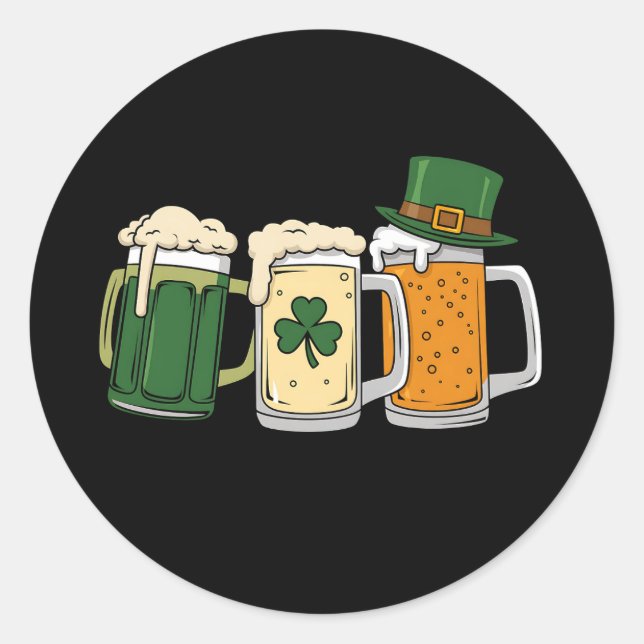 Irish Beer Ireland Flag St Patrick's Day Shamrock Classic Round Sticker (Front)
