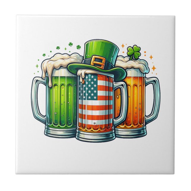 Irish Beer Ireland St Patricks Day Drinking Party Tile (Front)