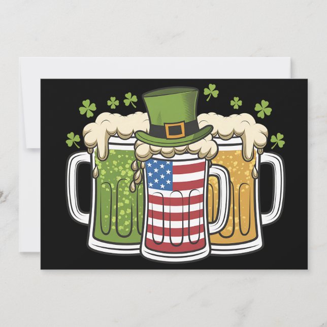 Irish Beer Ireland USA American Flag St Patrick's  Invitation (Front)