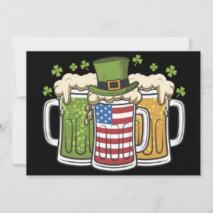 Irish Beer Ireland USA American Flag St Patrick's Invitation