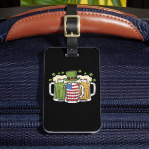 Irish Beer Ireland USA American Flag St Patrick's Luggage Tag