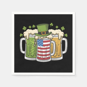 Irish Beer Ireland USA American Flag St Patrick's  Napkin