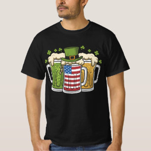 Irish Beer Ireland USA American Flag St Patrick's  T-Shirt