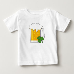 Irish Beer Mug with Shamrock Clover Baby T-Shirt