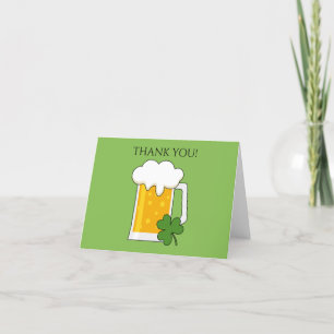 Irish Beer Mug with Shamrock Clover   Personalise Thank You Card