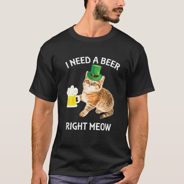 Irish Beer Smudge Cat Memes Drinking St. Patricks T-Shirt (Front)