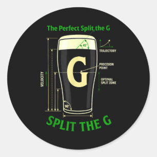 Irish beer split the g shamrock st patrick’s day classic round sticker