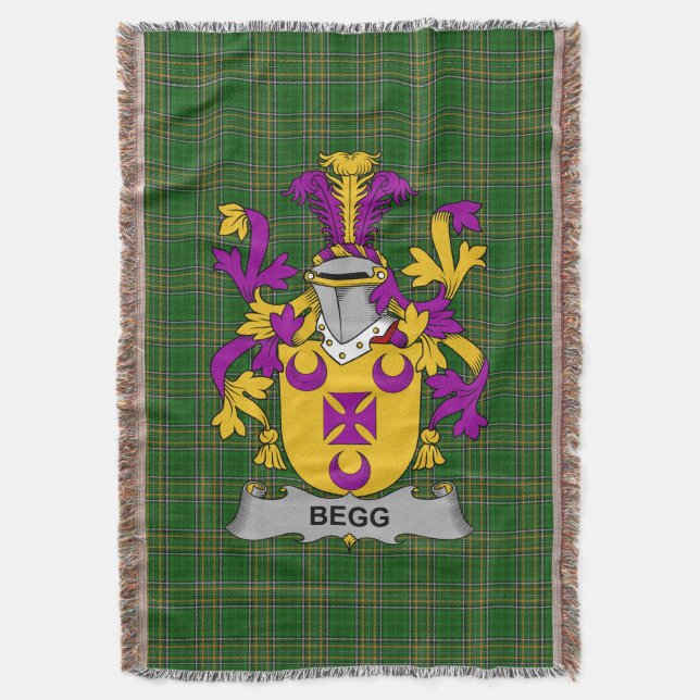  Irish Begg Coat of Arms Family Crest Ireland Throw Blanket (Front Vertical)