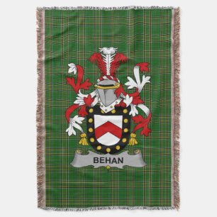  Irish Behan Coat of Arms Family Crest Ireland Throw Blanket