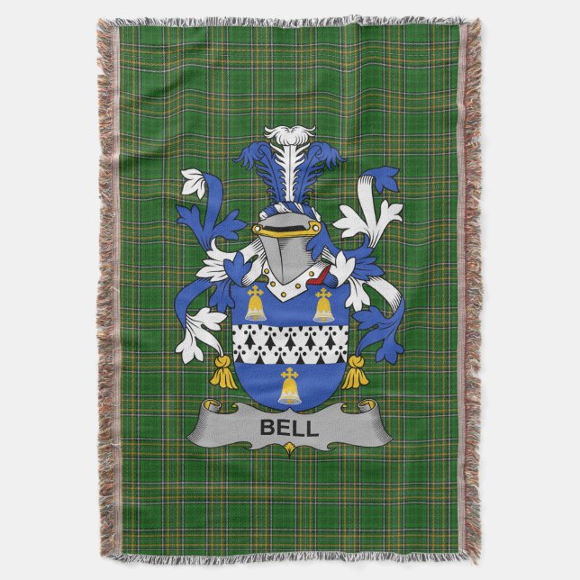  Irish Bell Coat of Arms Family Crest Ireland Throw Blanket (Front Vertical)