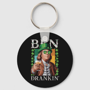 Irish Ben Drankin Beer - St Pattys Men And Women  Key Ring
