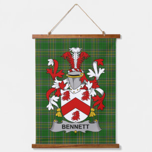 Irish Bennett Coat of Arms Family Crest Hanging Tapestry