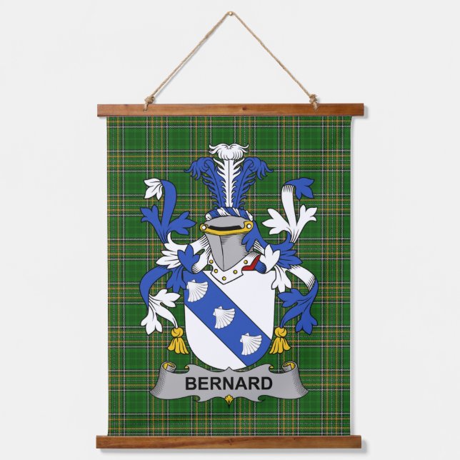 Irish Bernard Coat of Arms Family Crest Hanging Tapestry (Front)