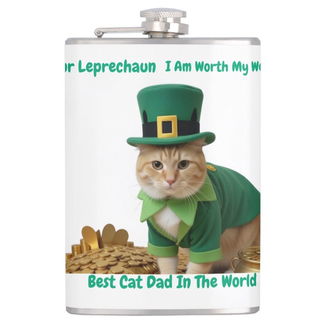 Irish Best Cat Dad in the World Hip Flask (Front)