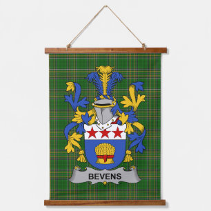Irish Bevens Coat of Arms Family Crest Hanging Tapestry