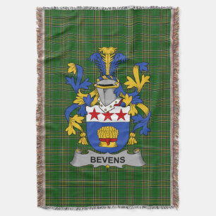  Irish Bevens Coat of Arms Family Crest Ireland Throw Blanket