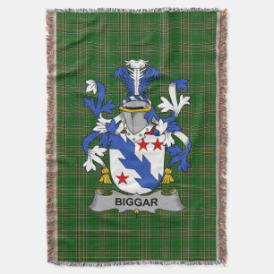  Irish Biggar Coat of Arms Family Crest Ireland Throw Blanket