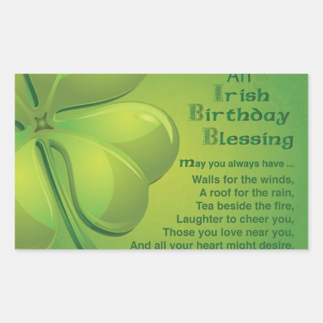 Irish Birthday Blessing, Celtic Rectangular Sticker (Front)
