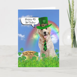 Irish Birthday Golden Retriever Holiday Card