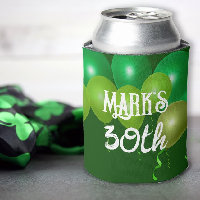 Irish Birthday Green Balloons Can Cooler (Creator Uploaded)