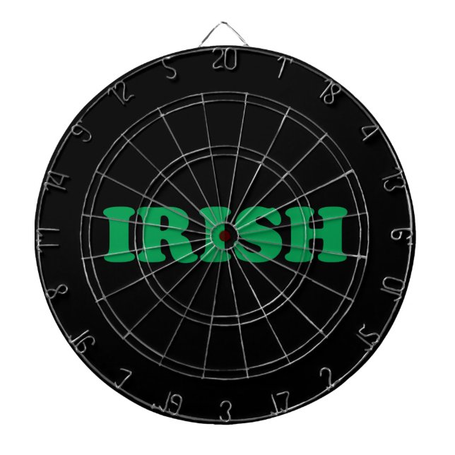 Irish black and green modern typography dartboard (Front)