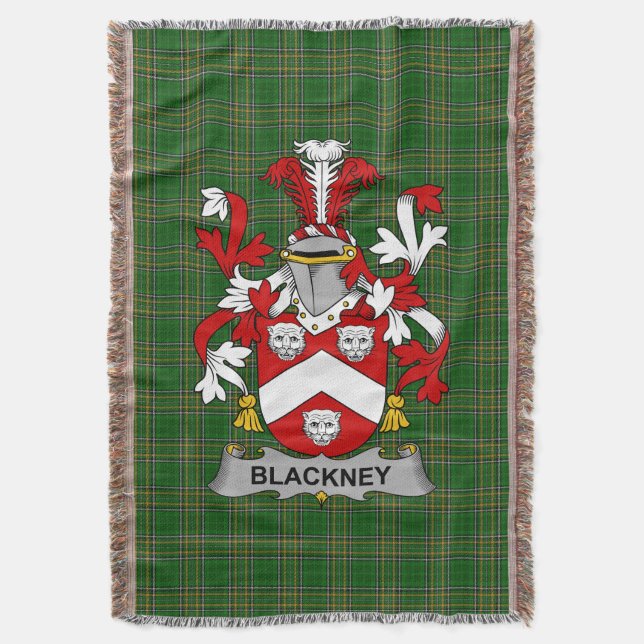  Irish Blackney Coat of Arms Family Crest Ireland Throw Blanket (Front Vertical)