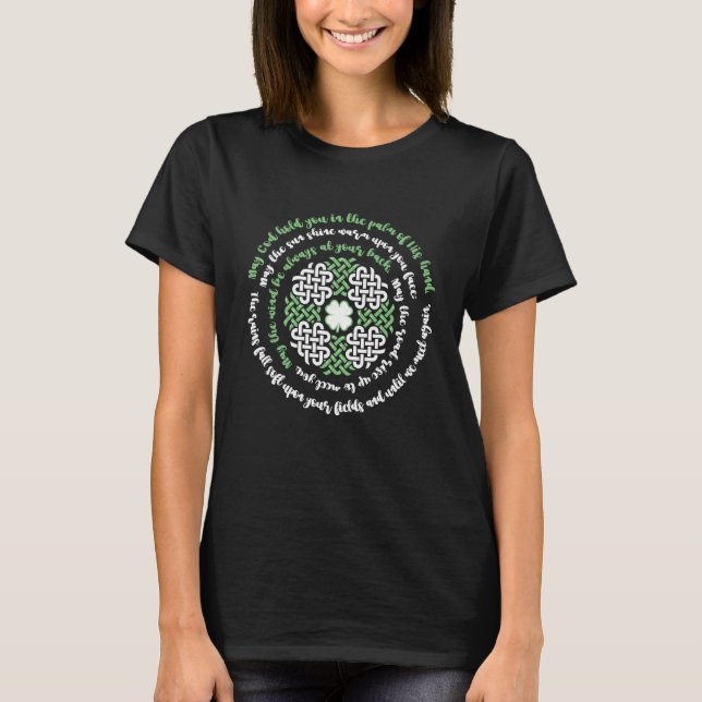 Irish Blessing Celtic Knot & 4 Leaf C Luck T-Shirt (Front)