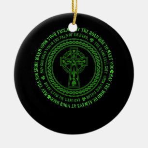 Irish Blessing Celtic Knot 4 Leaf Clover - St. Pat Ceramic Tree Decoration