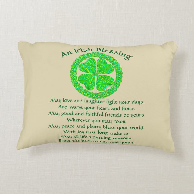 Irish Blessing Celtic Shamrock Decorative Cushion (Back)