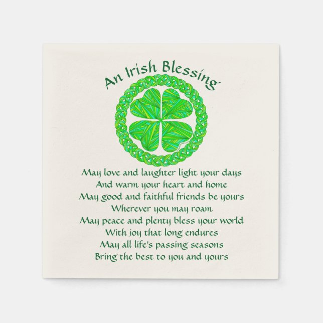 Irish Blessing Celtic Shamrock Party Small Napkin (Front)