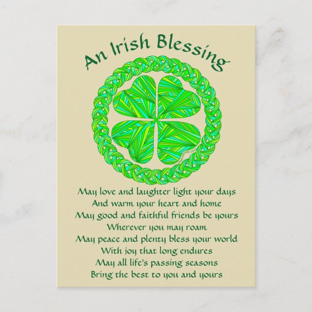 Irish Blessing Celtic Shamrock Postcard (Front)