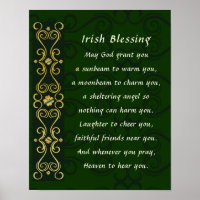 Irish Blessing Elegant Gold Dark Green Design