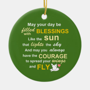 Irish Blessing for Courage - Typography in green Ceramic Tree Decoration