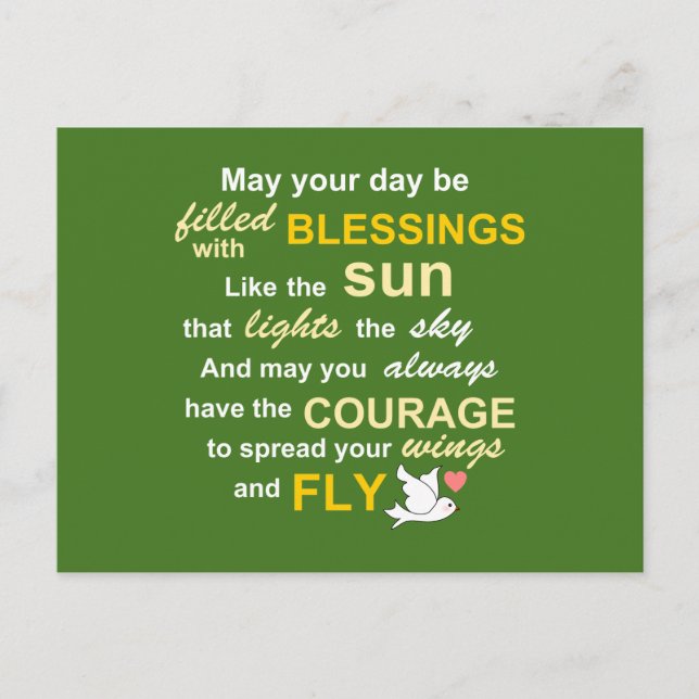 Irish Blessing for Courage - Typography in Green Postcard (Front)