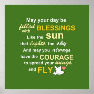Irish Blessing for Courage - Typography in green Poster