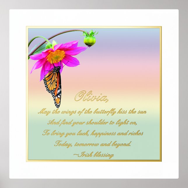 Irish Blessing for Girl Foil Text Print Poster (Front)