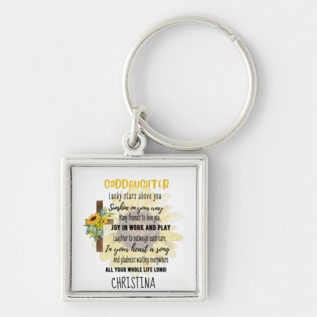 Irish Blessing For GODDAUGHTER - Personalised Gift Key Ring (Front)