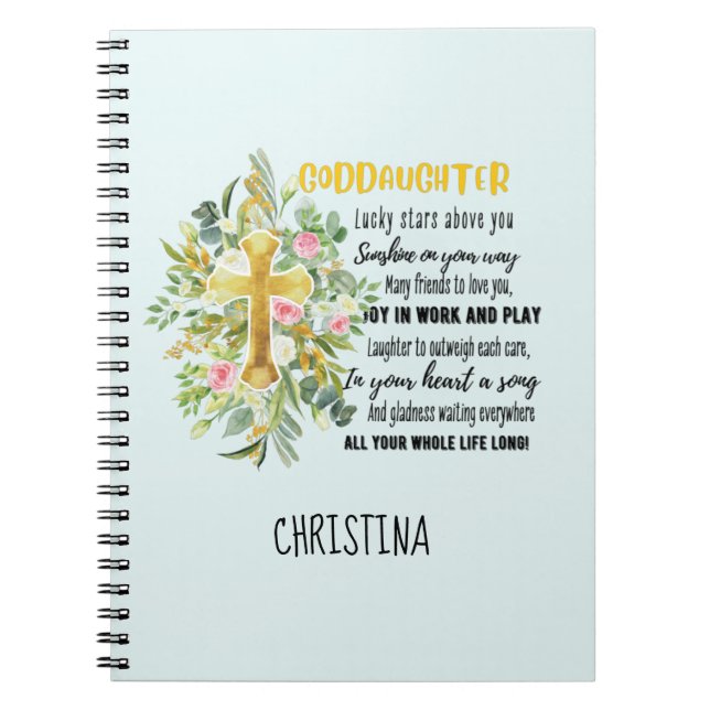 Irish Blessing for Goddaughter Teen or Child Named Notebook (Front)