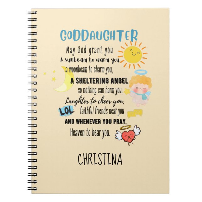 Irish Blessing for Goddaughter Teen or Child Named Notebook (Front)