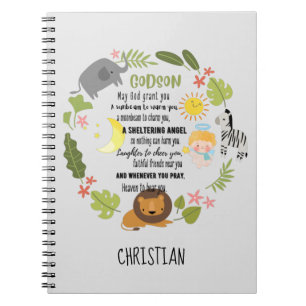 Irish Blessing for GODSON jungle Safari Animals Notebook