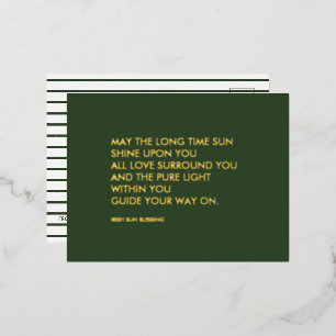 Irish Blessing Gold Foil Holiday Postcard