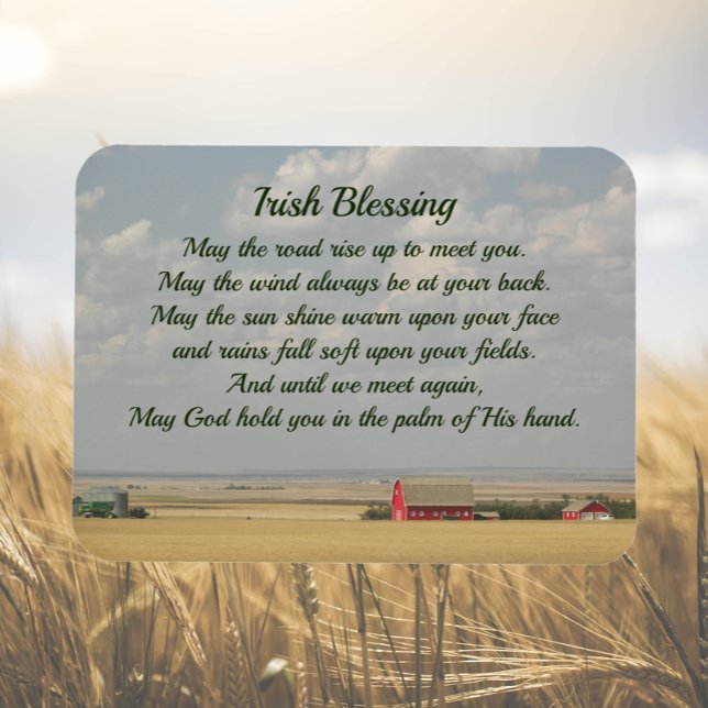 Irish Blessing Golden Wheat Fields Magnet (Wheat Fields Background)