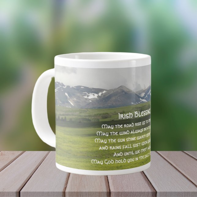 Irish Blessing Green Valley Landscape Large Coffee Mug (In Situ)