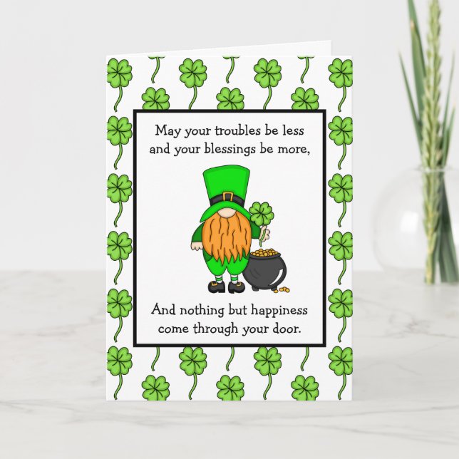 Irish Blessing | Happy St Patrick's Day  | Gnome Card (Front)