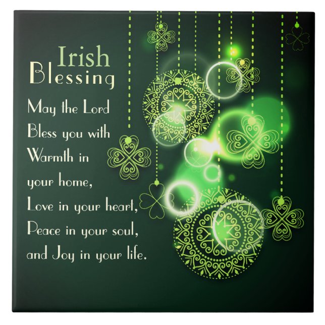 Irish Blessing Love in your heart, Shamrock Design Tile (Front)