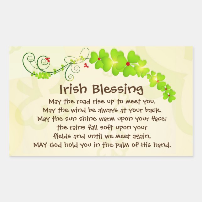 Irish Blessing, May the Road Rise Up to Meet You Rectangular Sticker (Front)