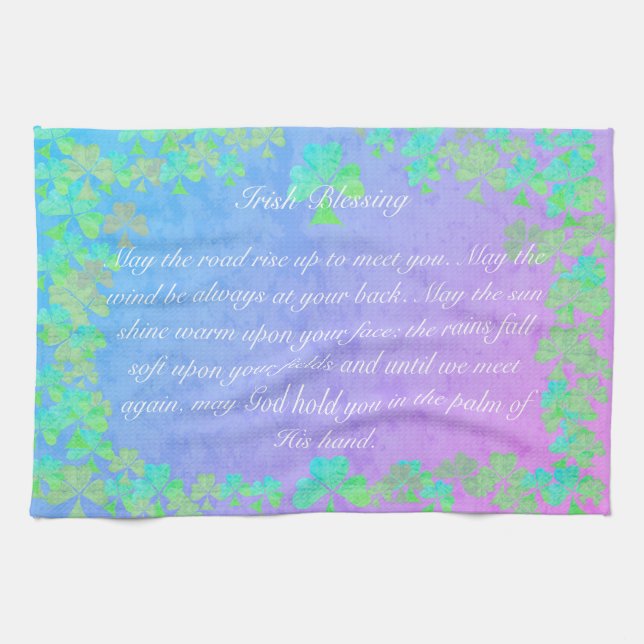 Irish Blessing "May the road rise up to meet you" Tea Towel (Horizontal)
