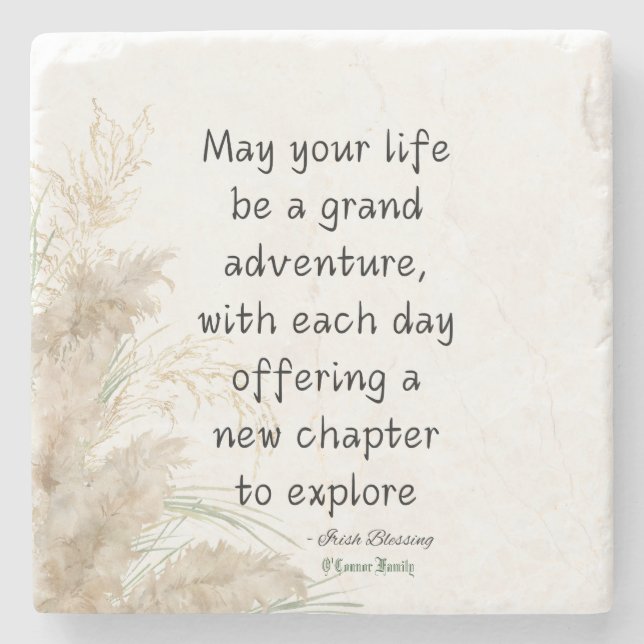 Irish Blessing May Your Life Be a Grand Adventure Stone Coaster (Front)