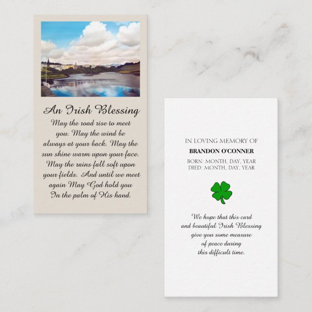 Irish Blessing Memorial in Blues Yellows Greens  Business Card (Front/Back)