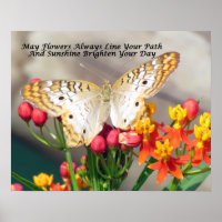 Irish Blessing Poster (White Peacock and Milkweed)